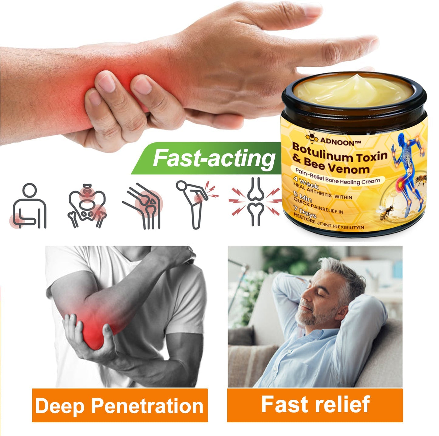 ADNOON® Botulinum Toxin &amp; Bee Venom Pain-Relief Bone Healing Cream