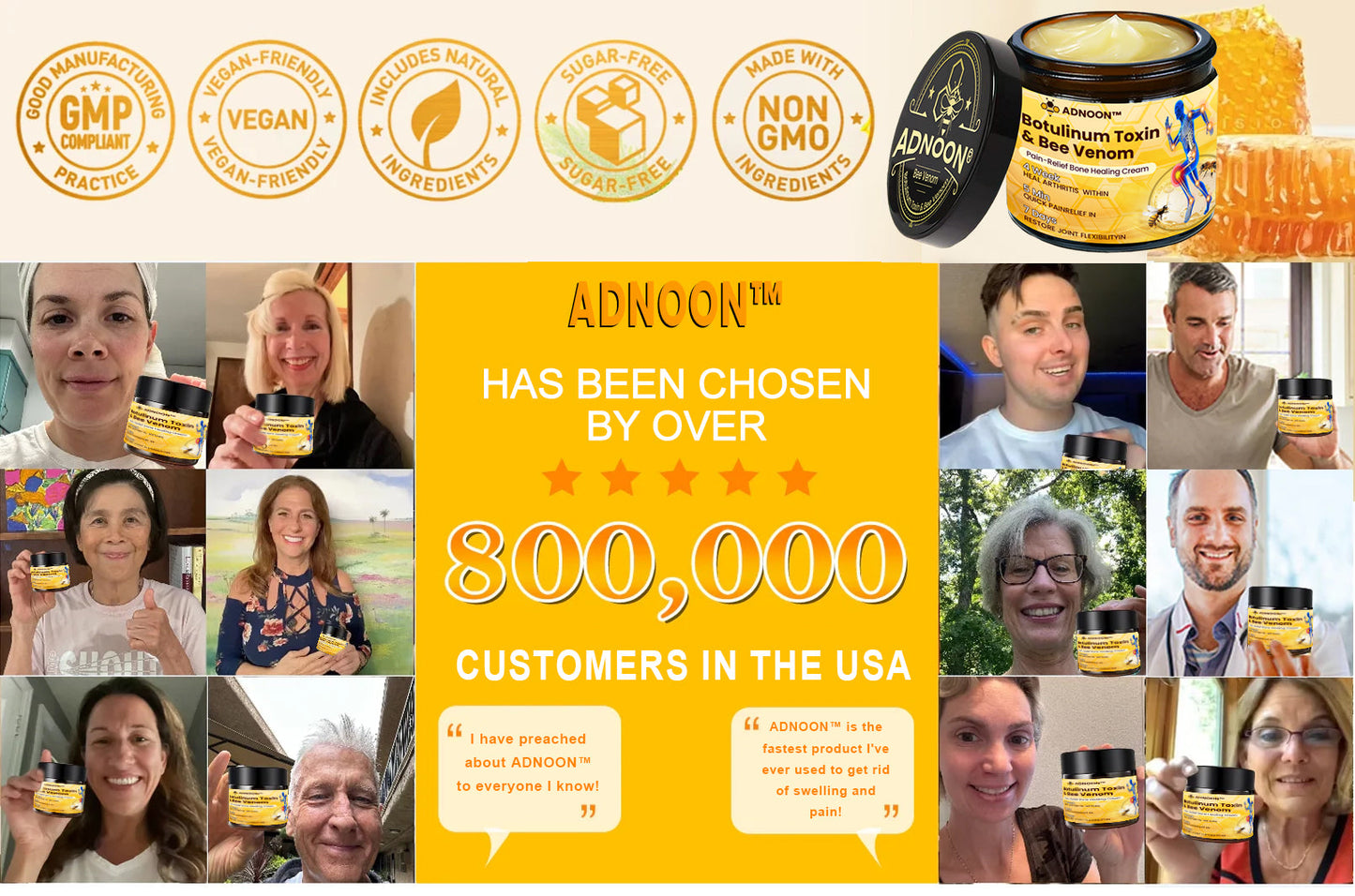 ADNOON® Botulinum Toxin &amp; Bee Venom Pain-Relief Bone Healing Cream