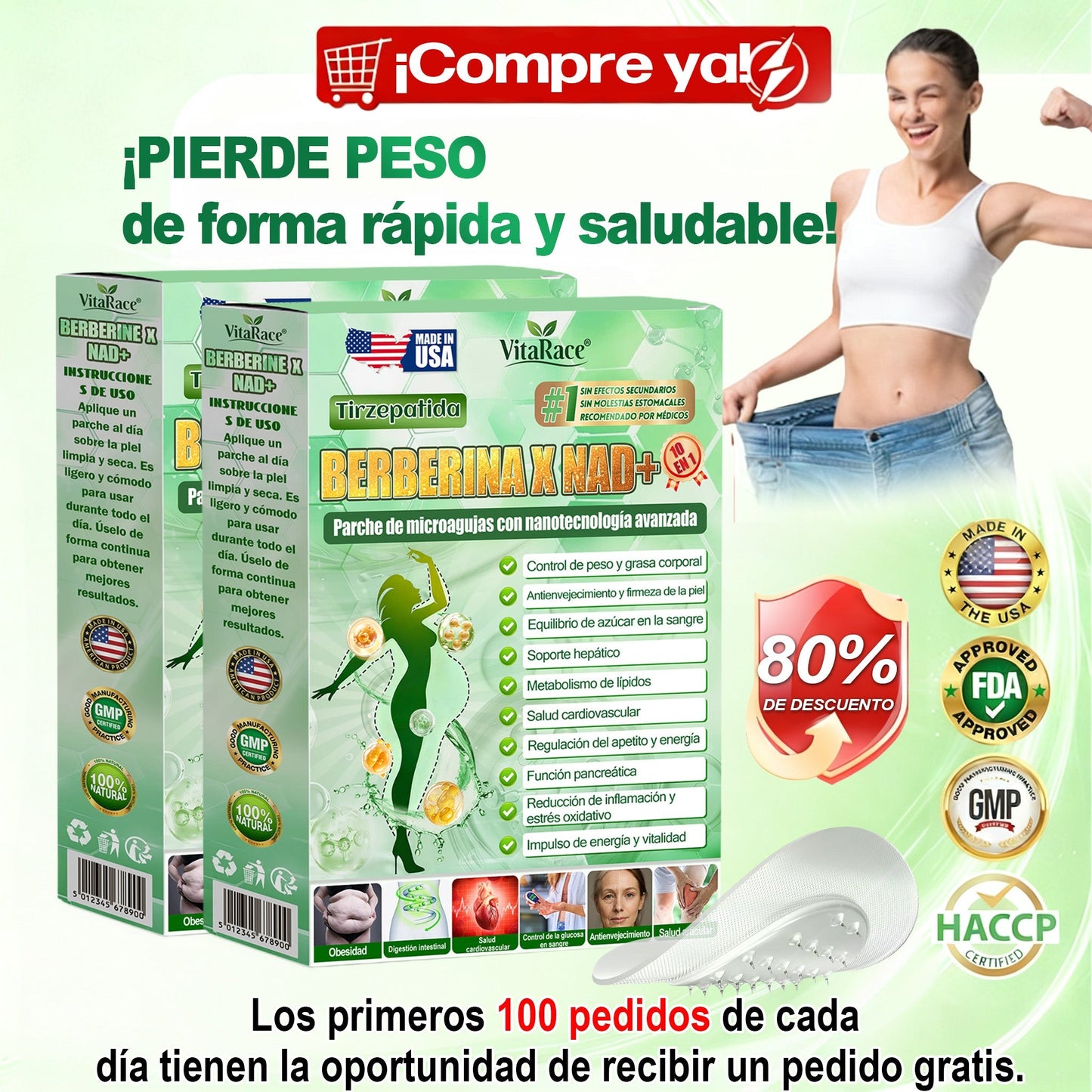 𝐕𝐢𝐭𝐚𝐑𝐚𝐜𝐞®👨‍⚕️💟𝐓𝐢𝐫𝐳𝐞𝐩𝐚𝐭𝐢𝐝𝐚 𝐁𝐄𝐑𝐁𝐄𝐑𝐈𝐍𝐀 𝐗 𝐍𝐀𝐃+𝟏𝟎 𝐈𝐍 𝟏 𝐏𝐚𝐫𝐜𝐡𝐞 𝐍𝐚𝐧𝐨 𝐌𝐢𝐜𝐫𝐨𝐚𝐠𝐮𝐣𝐚𝐬 𝐏𝐚𝐫𝐚 𝐀𝐝𝐞𝐥𝐠𝐚𝐳𝐚𝐫 𝐲 𝐒𝐚𝐥𝐮𝐝✨(Solo una vez al día,cambios visibles en 7 días)Para obesidad,salud cardiovascular,diabetes,glándula tiroides,salud intestinal,problemas articulares y más
