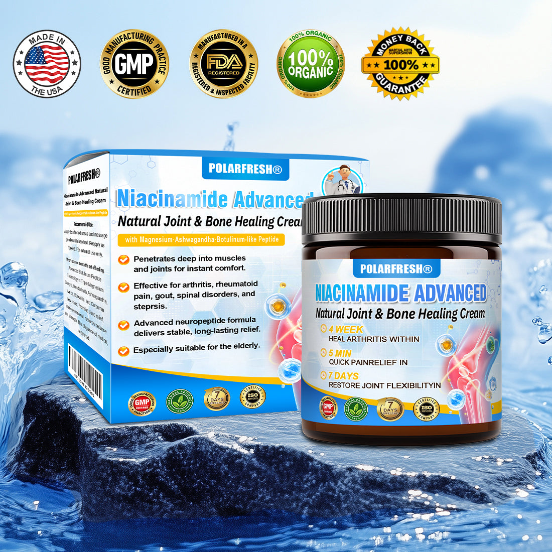 POLARFRESH® Niacinamide Advanced Natural Joint & Bone Healing Cream👨‍⚕️ Approved by the FDA
